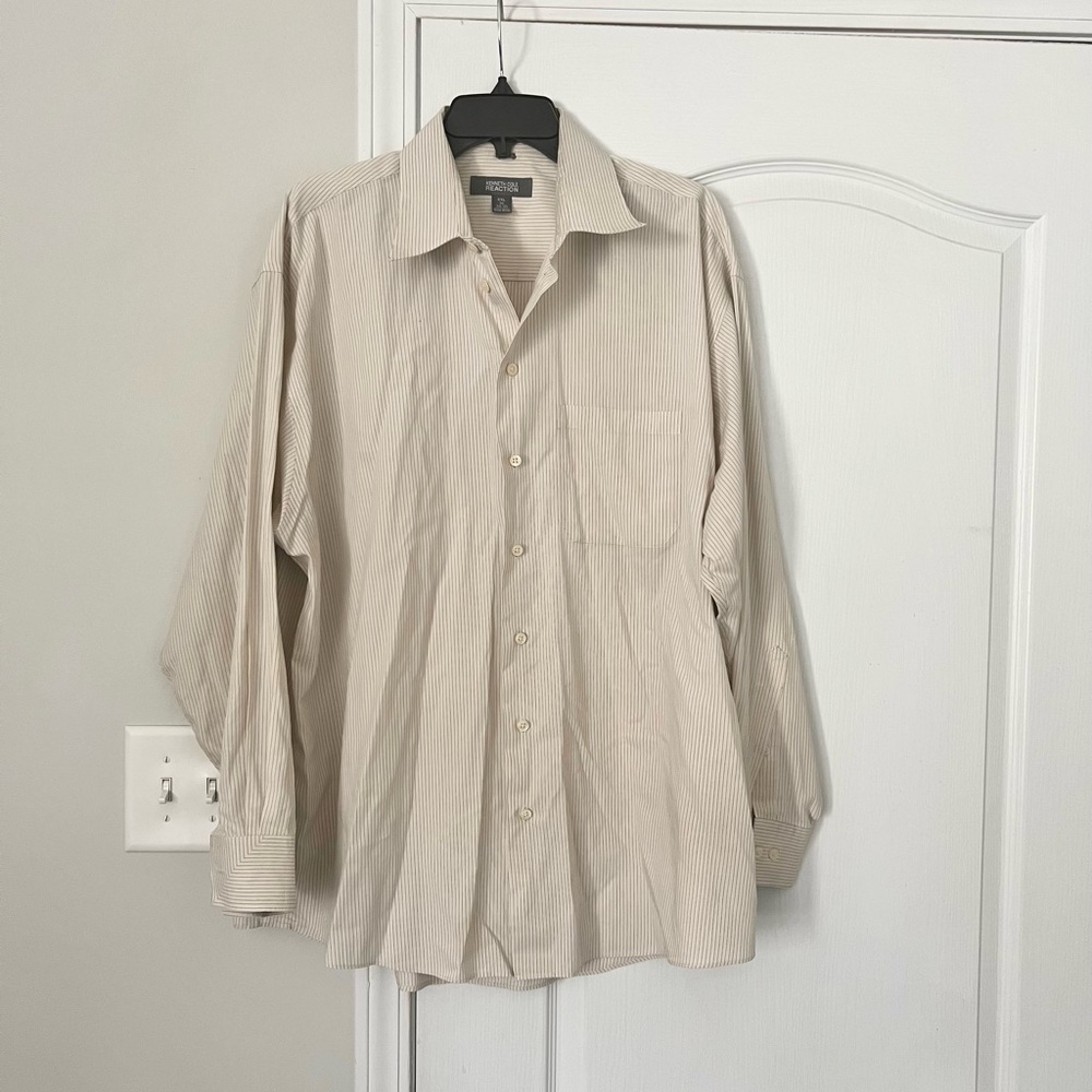 Kenneth Cole REACTION | cream striped button down dress shirt - XXL